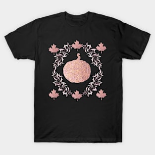 Pumpkin Bling, Rose Gold, Pretty And Festive, Girly Halloween, Decorate for Autumn, Cutie Pumpkin, Leaves and Fall T-Shirt